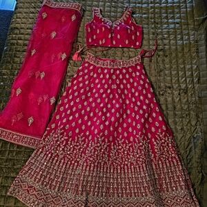Magenta Embroidered Custom Lehenga Set